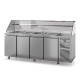 Saladette avec vitrine haute - Prof. 700 - GN 1/1 - Sans groupe - 4 portes - DALMEC - SAL704SGVH-4