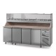 Table à pizza prof. 800 - 600 x 400 avec vitrinette 12 x GN 1/3 - 4 portes - DALMEC - PZ80413-4