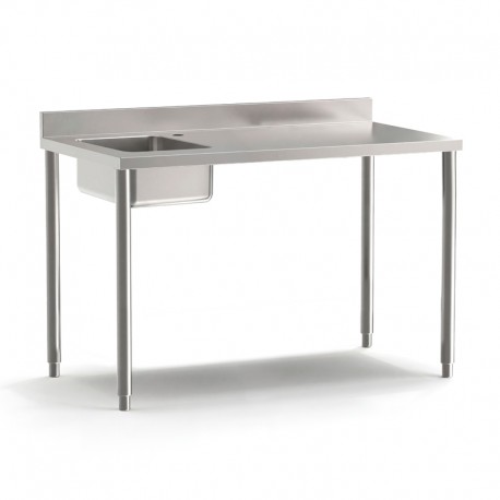 Table du chef adossée sans étagères PROF. 700 MM - LONG. 1800 MM - Bac à gauche - NOSEM - TACFG718I