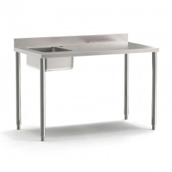 Table du chef adossée sans étagères PROF. 700 MM - LONG. 2000 MM - Bac à gauche - NOSEM - TACFG720I