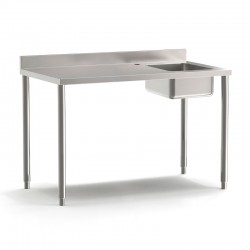 Table du chef adossée sans étagères PROF. 700 MM - LONG. 1200 MM - Bac à droite - NOSEM - TACFD712I