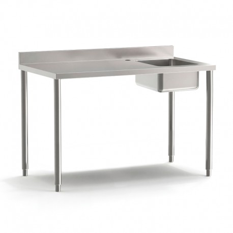 Table du chef adossée sans étagères PROF. 700 MM - LONG. 2000 MM - Bac à droite - NOSEM - TACFD720I