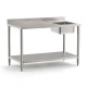 Table du chef adossée avec étagères PROF. 700 MM - LONG. 1400 MM - Bac à droite - NOSEM - TACFD714EI