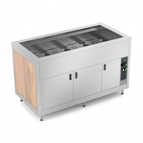 Meuble chaud bain-marie à sec avec étuve - Bois stratifié - 5 Bacs GN 1/1 - ROCAM - OMNIA5DRYSC