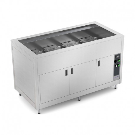 Meuble chaud bain-marie à sec avec étuve - Acier inoxydable - 3 Bacs GN 1/1 - ROCAM - OMNIA3DRYSCSST