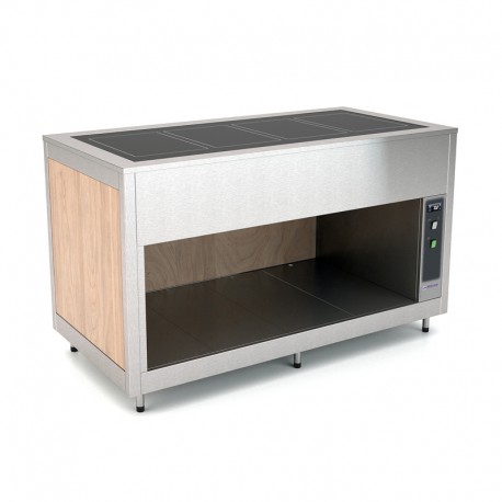 Plateau chauffant en verre trempé - Bois stratifié - 5 Bacs GN 1/1 - ROCAM - OMNIA5PC