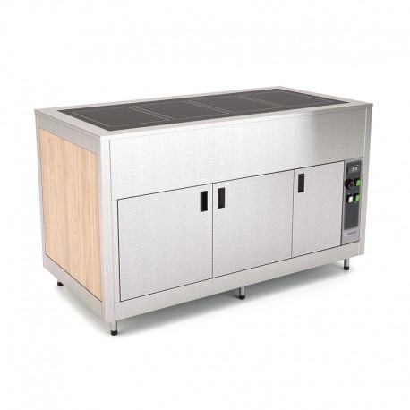 Plateau chauffant en verre trempé avec étuve - Bois stratifié - 4 Bacs GN 1/1 - ROCAM - OMNIA4PCSC