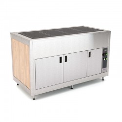 Plateau chauffant en verre trempé avec étuve - Bois stratifié - 5 Bacs GN 1/1 - ROCAM - OMNIA5PCSC