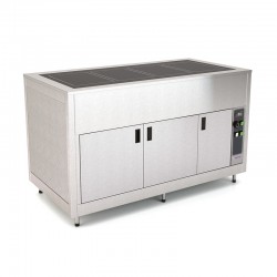 Plateau chauffant en verre trempé avec étuve - Acier inoxydable - 5 Bacs GN 1/1 - ROCAM - OMNIA5PCSCSST