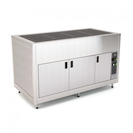 Plateau chauffant en verre trempé avec étuve - Acier inoxydable - 5 Bacs GN 1/1 - ROCAM - OMNIA5PCSCSST