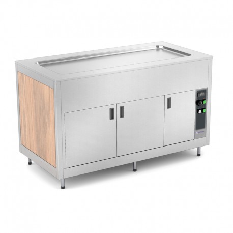 Plateau chauffant en INOX avec étuve - Bois stratifié - 4 Bacs GN 1/1 - ROCAM - OMNIA4PCINSC