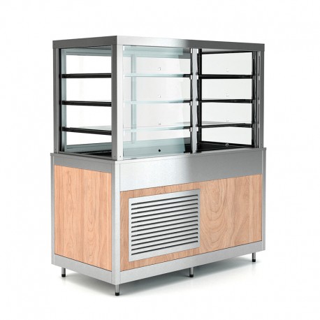 Vitrine réfrigérée multi-niveaux sans réserve - Froid ventilé - Bois stratifié - 4 Bacs GN 1/1 - ROCAM - OMNIA4DSP