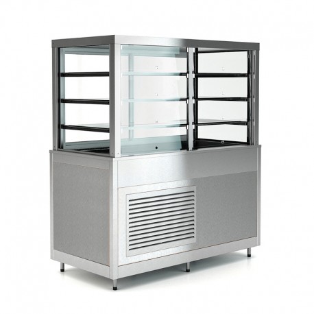 Vitrine réfrigérée multi-niveaux sans réserve - Froid ventilé - Acier inoxydable - 4 Bacs GN 1/1 - ROCAM - OMNIA4DSPSST