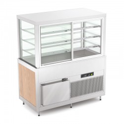 Vitrine réfrigérée multi-niveaux avec réserve - Froid ventilé - Bois stratifié - 4 Bacs GN 1/1 - ROCAM - OMNIA4DSPFXSF