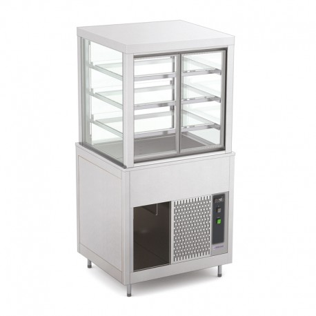 Vitrine réfrigérée multi-niveaux sans réserve - Froid ventilé - Acier inoxydable - 2 Bacs GN 1/1 - ROCAM - OMNIA2DSPFXSST