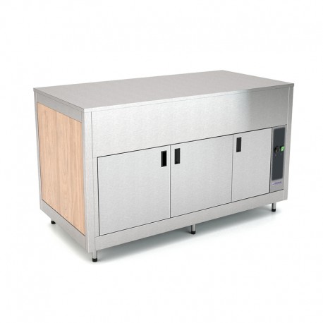 Meuble neutre avec étuve - Bois stratifié - 3 Bacs GN 1/1 - ROCAM - OMNIA3NSC