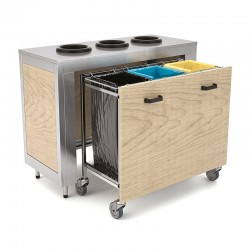 Meuble de TRI des déchets - Bois stratifié - 3 Trous - ROCAM - OMNIABIN3