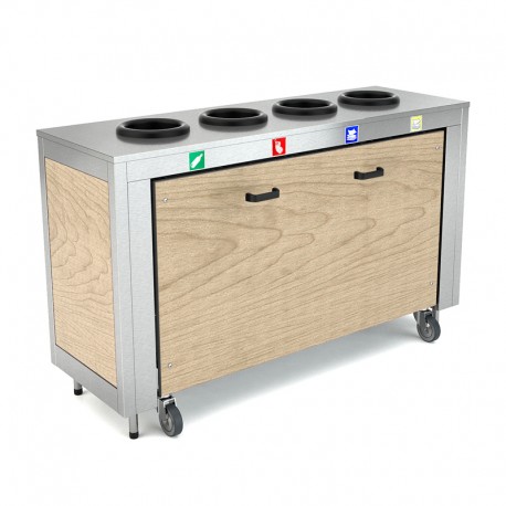 Meuble de TRI des déchets - Bois stratifié - 4 Trous - ROCAM - OMNIABIN4
