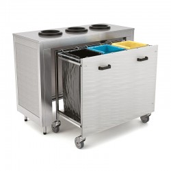 Meuble de TRI des déchets - Acier inoxydable - 3 Trous - ROCAM - OMNIABIN3SST