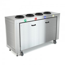 Meuble de TRI des déchets - Acier inoxydable - 4 Trous - ROCAM - OMNIABIN4SST