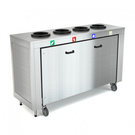 Meuble de TRI des déchets - Acier inoxydable - 4 Trous - ROCAM - OMNIABIN4SST