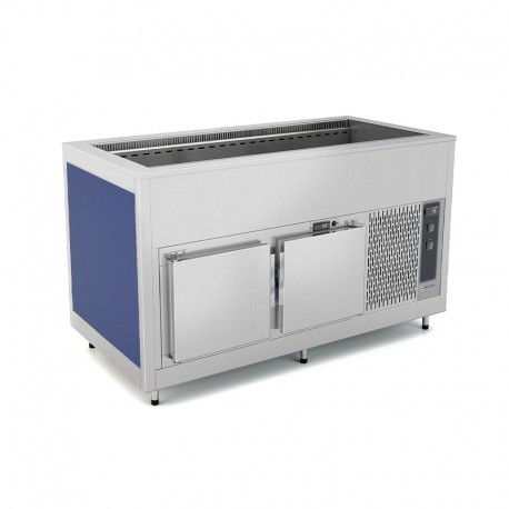 Cuve réfrigérée ventilée avec réserve froide - Tôle peinte (poudre époxydique) - 3 Bacs GN 1/1 - ROCAM - OMNIA3RVSFCST