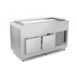 Plateau réfrigéré avec réserve froide - Acier inoxydable - 4 Bacs GN 1/1 - ROCAM - OMNIA4PRSFSST