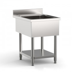 Plonge 1 bac sans égouttoir - PROF. 700 MM - LONG. 700 MM - Avec étagère - NOSEM - PG715EI