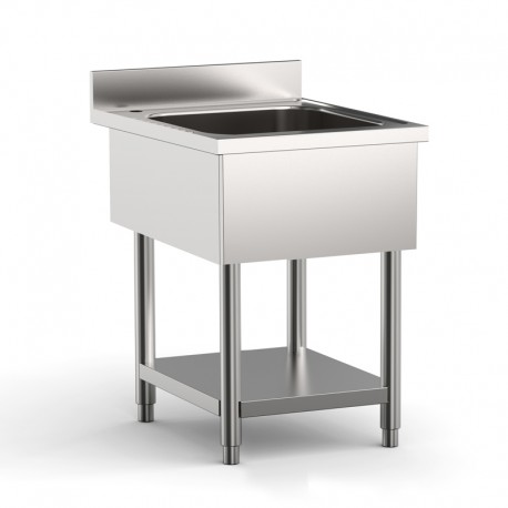 Plonge 1 bac sans égouttoir - PROF. 700 MM - LONG. 700 MM - Avec étagère - NOSEM - PG715EI