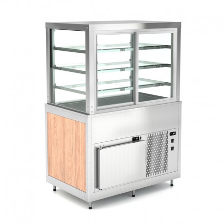 Vitrine réfrigérée à clapets basculants côté client - 3 X GN 1/1 - Avec réserve - ROCAM - OMNIA3DSPSF