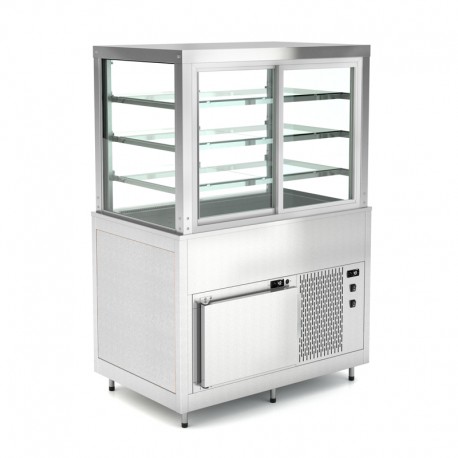 Vitrine réfrigérée à clapets basculants côté client - 3 X GN 1/1 - Avec réserve - ROCAM - OMNIA3DSPSFSST