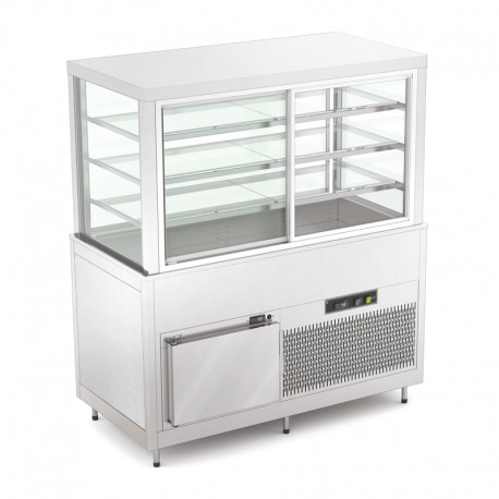 Vitrine réfrigérée multi-niveaux avec réserve - Froid ventilé - INOX - 4 Bacs GN 1/1 - ROCAM - OMNIA4DSPSFSST