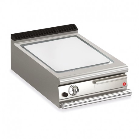 Plancha lisse gaz avec revêtement chrome brossé - 505 x 490 mm - Gamme QUEEN 700 - 70QSFTTG607 - Baron