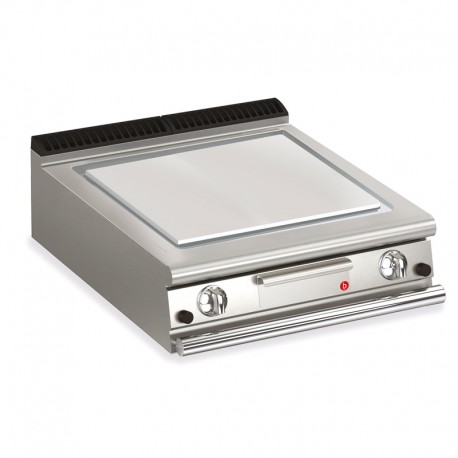 Plancha lisse gaz avec revêtement chrome brossé - 705 x 660 mm - Gamme QUEEN 900 - 90QSFTTG807 - Baron