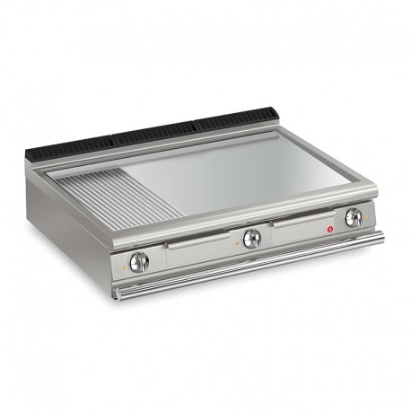 Plancha 1/3 rainurée électrique avec revêtement chrome dur - Largeur 1200 mm - Gamme QUEEN 900 - 90QFTE1225 - Baron
