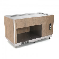 Plateau réfrigéré en acier inoxydable - Revêtement en bois stratifié - 2 Bacs GN 1/1 - ROCAM - OMNIA2PRINSPP