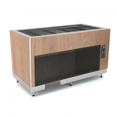 Meuble chaud bain-marie à sec - Revêtement en bois stratifié - 4 Bacs GN 1/1 - ROCAM - OMNIA4DRYSPP