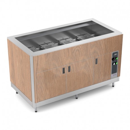 Meuble chaud bain-marie à sec avec étuve - Revêtement en bois stratifié - 2 Bacs GN 1/1 - ROCAM - OMNIA2DRYSCSPP