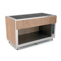 Plateau chauffant en verre trempé - Revêtement en bois stratifié - 4 Bacs GN 1/1 - ROCAM - OMNIA4PCSPP