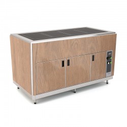 Plateau chauffant en verre trempé avec étuve - Revêtement en bois stratifié - 4 Bacs GN 1/1 - ROCAM - OMNIA4PCSCSPP