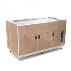 Plateau chauffant en INOX avec étuve - Revêtement en bois stratifié - 2 Bacs GN 1/1 - ROCAM - OMNIA2PCINSCSPP