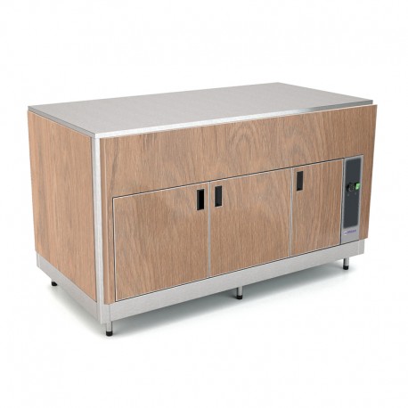 Meuble neutre avec étuve - Revêtement en bois stratifié - 5 Bacs GN 1/1 - ROCAM - OMNIA5NSCSPP