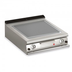 Plancha rainurée GAZ - Revêtement chrome brossé - LARG. 800 MM - BARON - 70QSFTTG817