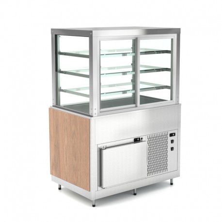 Vitrine réfrigérée à clapets basculants côté client - 3 X GN 1/1 - Avec réserve - ROCAM - OMNIA3DSPSFSPP