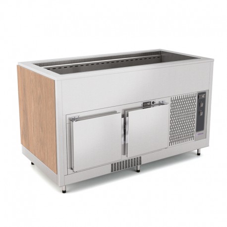 Cuve réfrigérée ventilée avec réserve froide - Décor stratifié - 4 Bacs GN 1/1 - ROCAM - OMNIA4RVSFSPP
