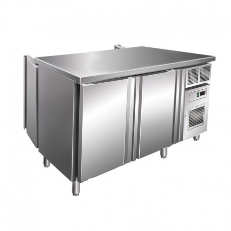 Table gastro réfrigérée GN 1/1 traversante positive -2/+8 °C - 216 L - 2 portes - Prof. 700 mm - Avec groupe logé - GNT2101TN