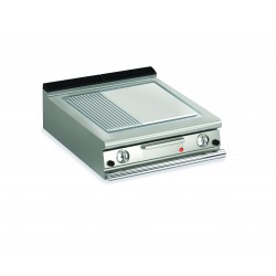 Plancha 1/3 rainurée gaz avec revêtement chrome brossé - 705 x 490 mm - Gamme QUEEN 700 - 70QSFTTG827 - Baron