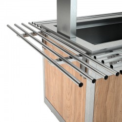 Rampe à plateaux pour îlot libre service - Finition acier inox - Prof 300 mm - INOMPPLUT300