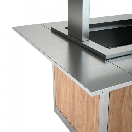 Rampe à plateaux pour îlot libre service - Finition acier inox plein - INOMPPLUL