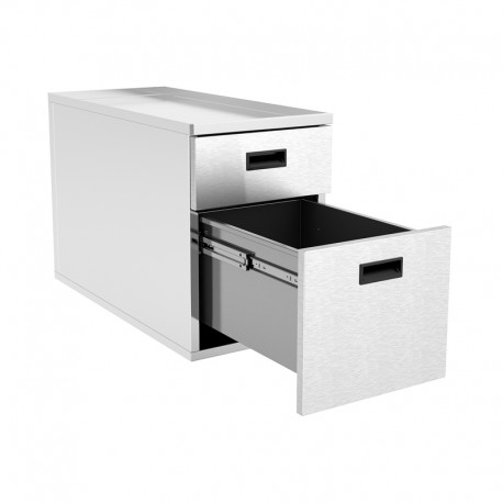 Bloc 2 tiroirs - 1/3 + 2/3 - Finition acier inox - OMNCO2